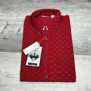 Vintage Bugle Boy NWT Red w/ Navy Medallion Shirt M